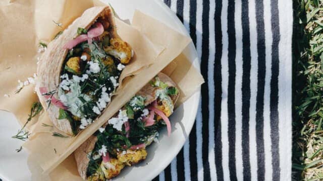 Image for Cauliflower Pitas with Herby Yogurt with Sprouted Kitchen