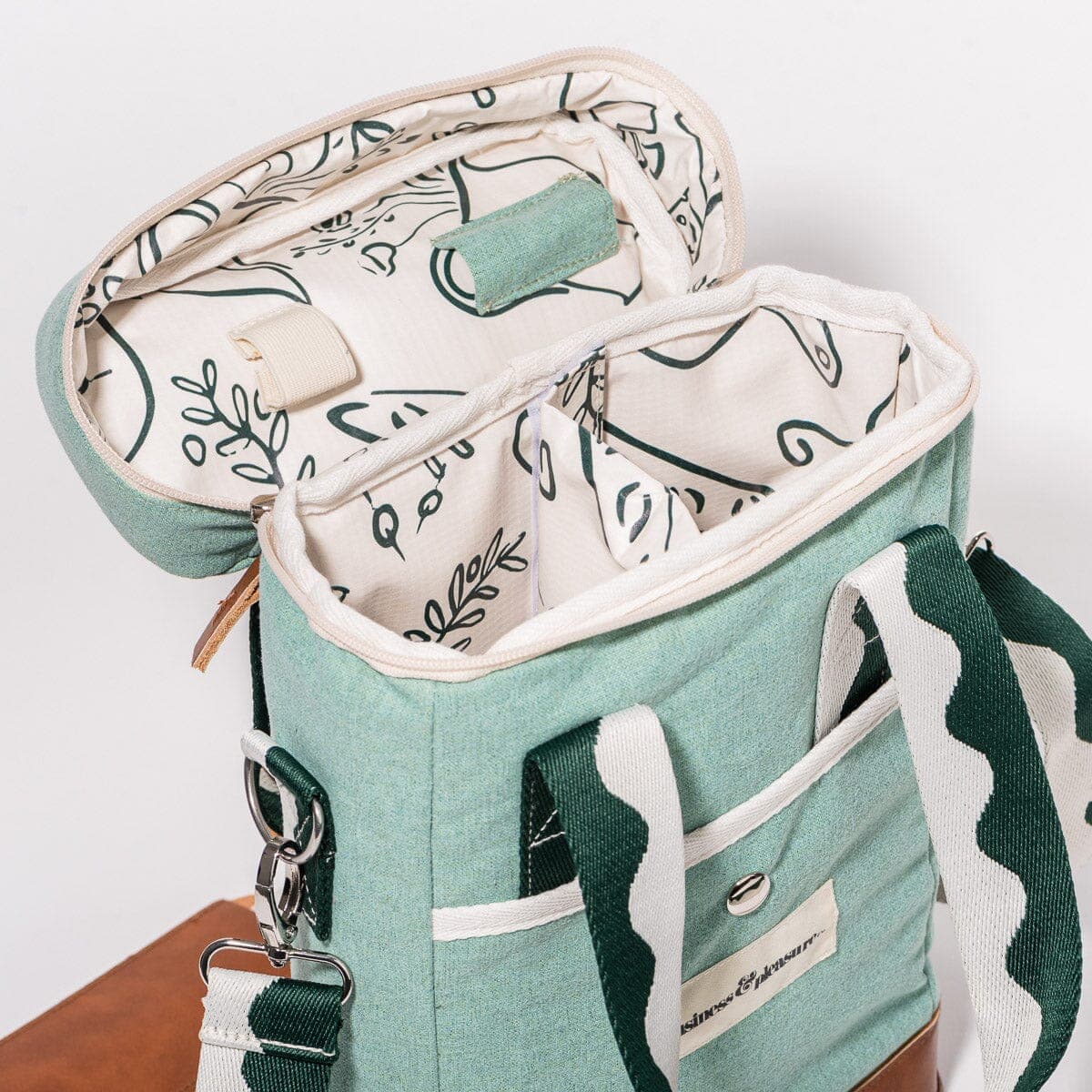 The Wine Cooler Tote Bag - Rivie Green Wine Cooler Tote Bag Business & Pleasure Co.