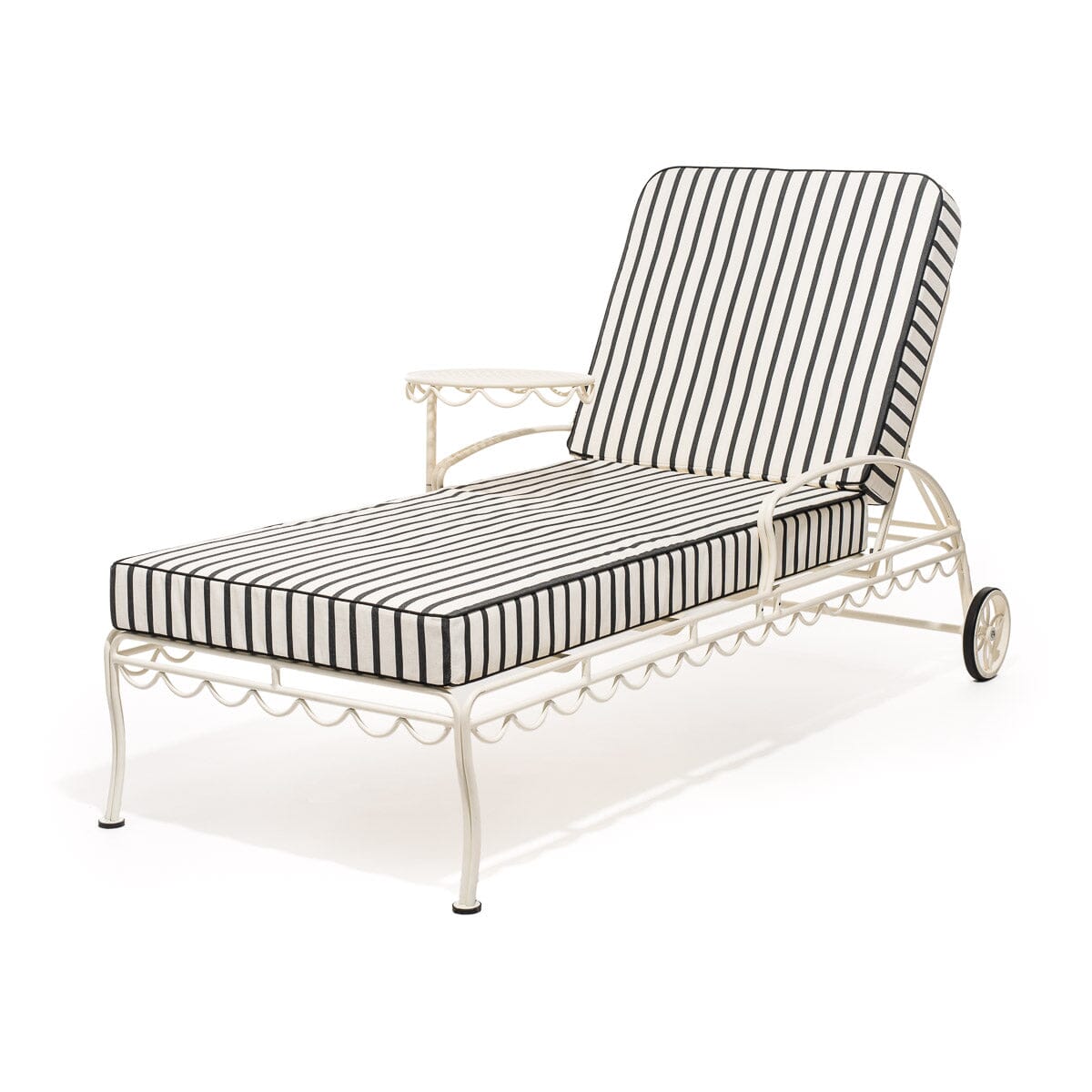 The Al Fresco Sun Lounger in Monaco Black Stripe | Antique White Frame Bundle Business & Pleasure Co.