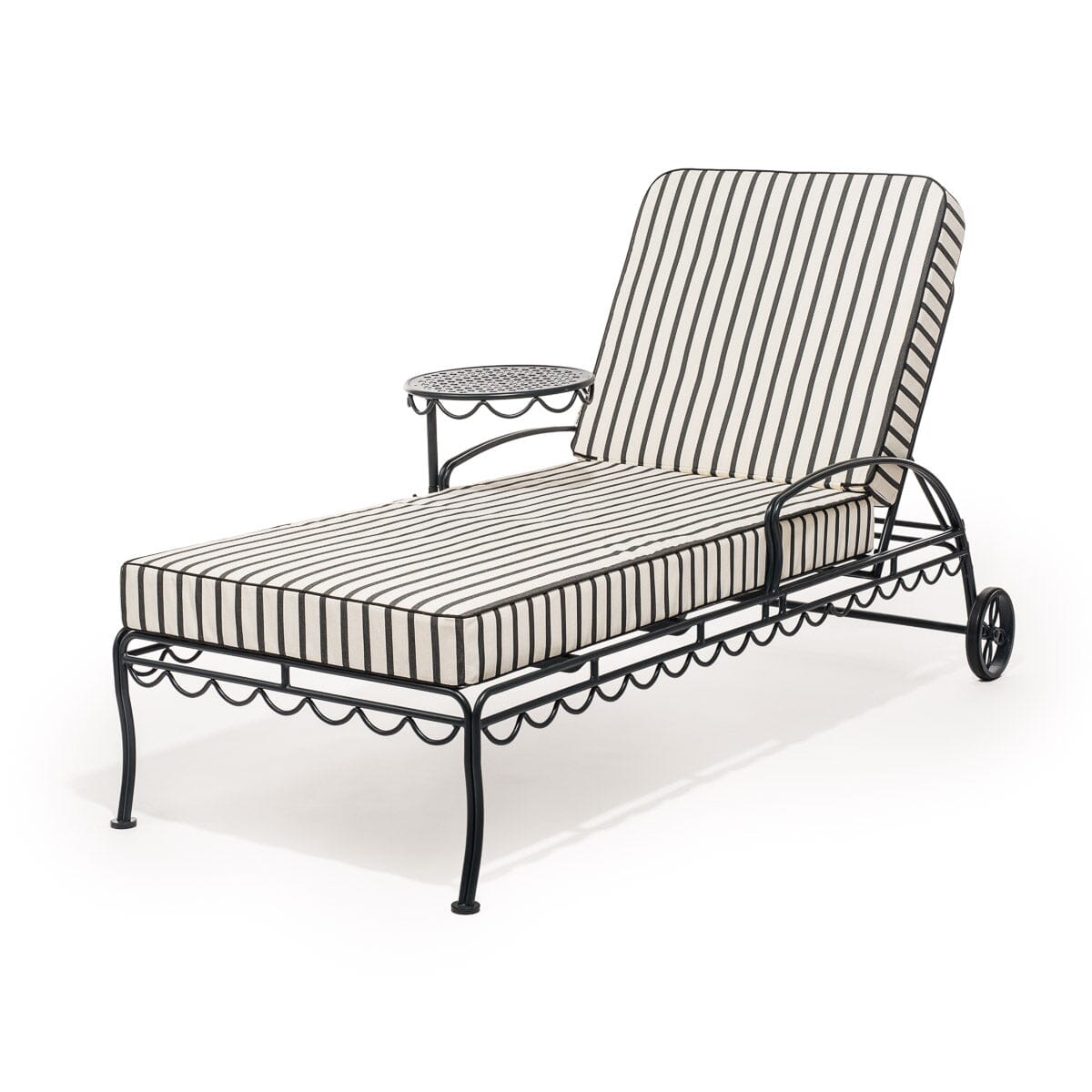 Product image of The Al Fresco Sun Lounger in Monaco Black Stripe | Vintage Black Frame Bundle Business & Pleasure Co.