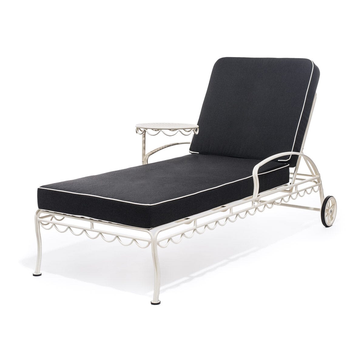 Product image of The Al Fresco Sun Lounger in Rivie Black | Antique White Frame Bundle Business & Pleasure Co.