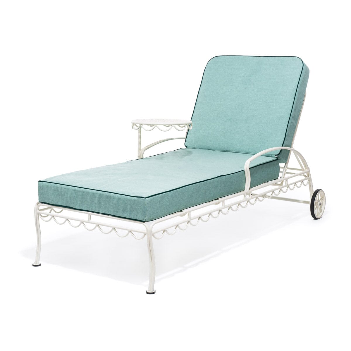 Product image of The Al Fresco Sun Lounger in Rivie Green | Antique White Frame Bundle Business & Pleasure Co.