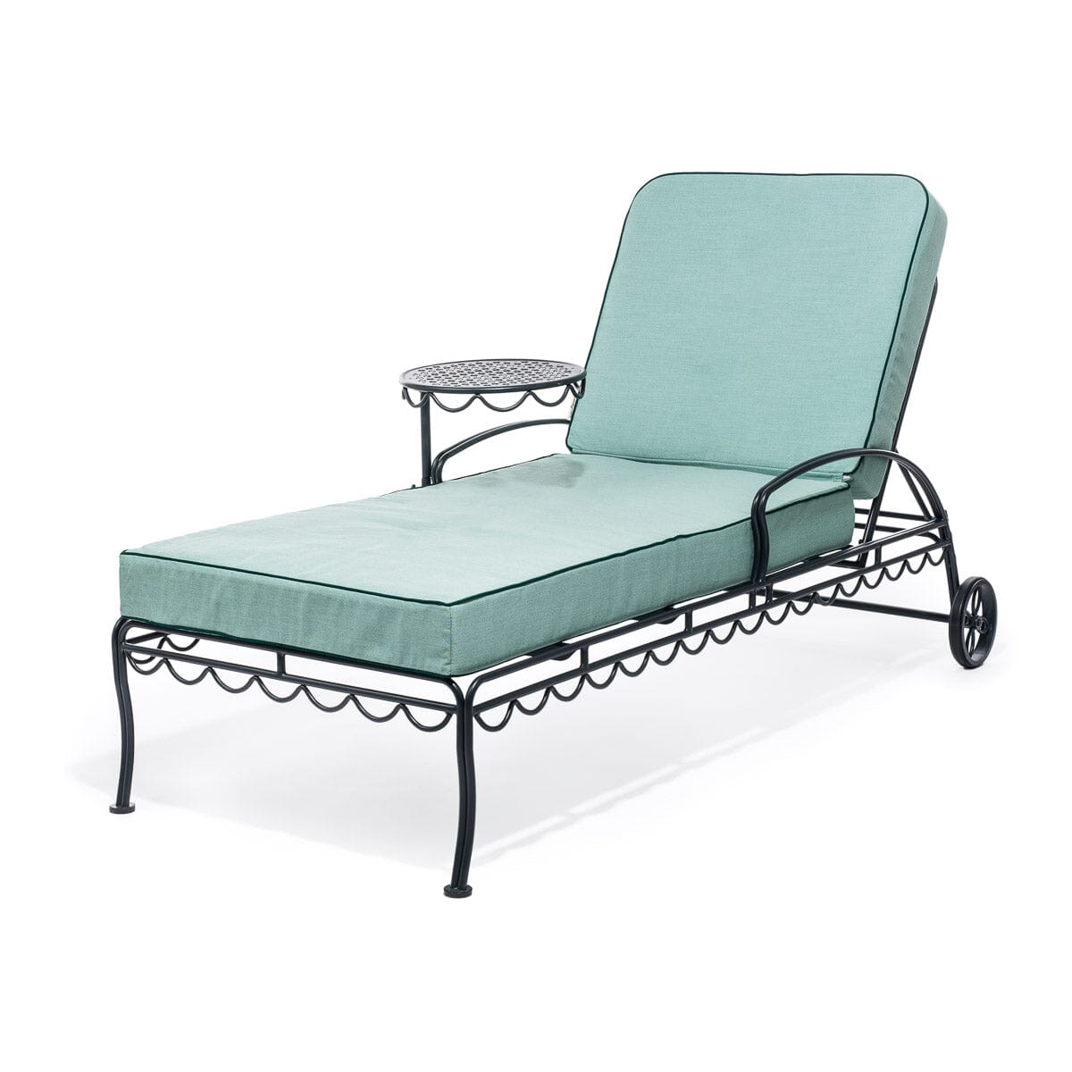 Product image of The Al Fresco Sun Lounger in Rivie Green | Vintage Black Frame Bundle Business & Pleasure Co.