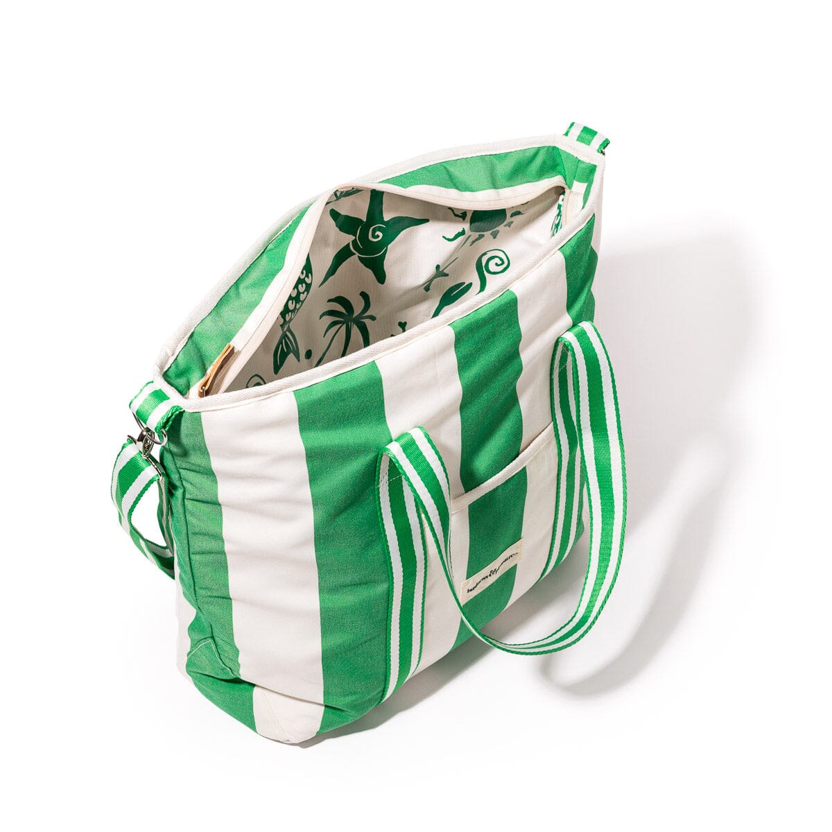 The Cooler Tote Bag - Crew Canyon Green Stripe Cooler Tote Business & Pleasure Co.