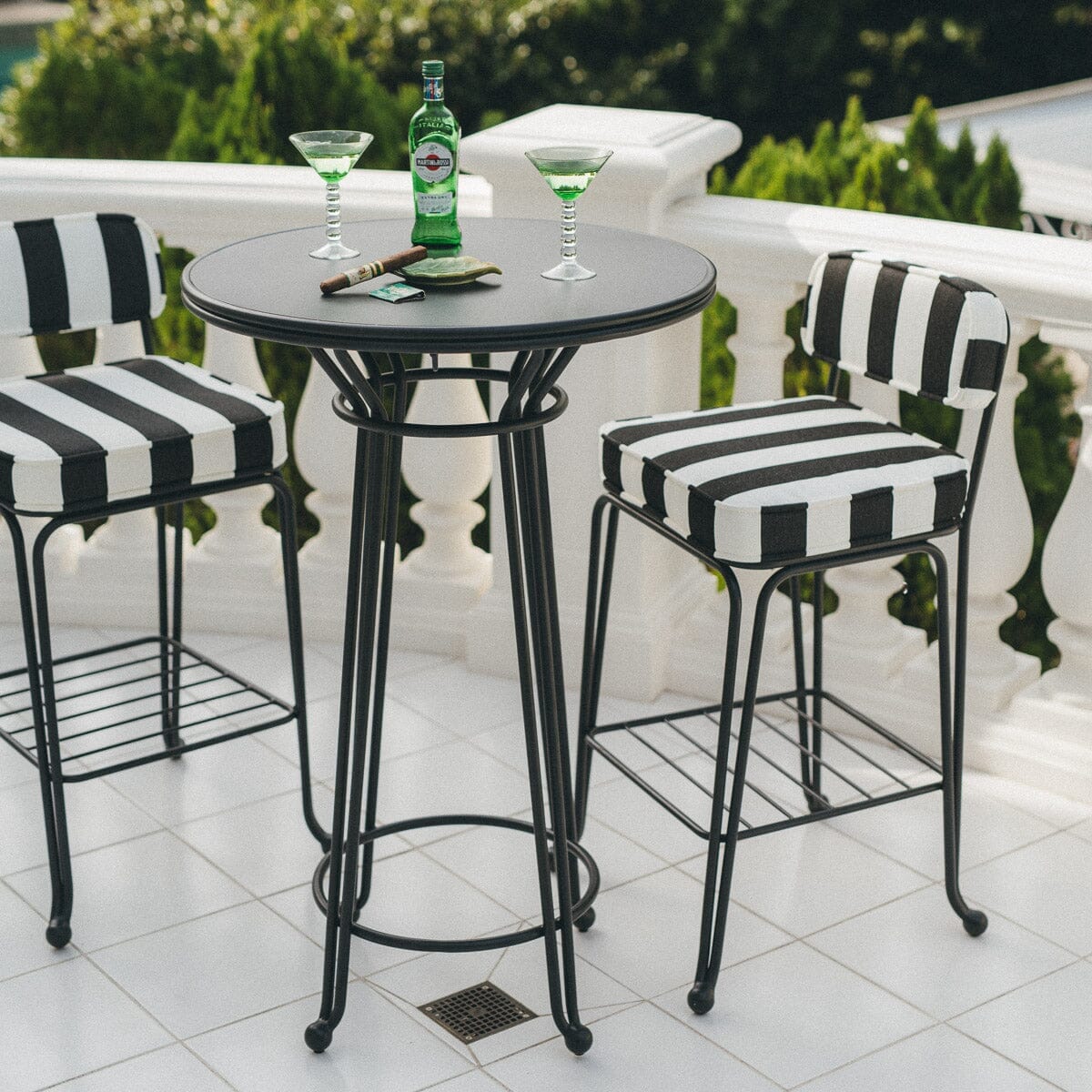 Product image of The Waterhouse Bistro Stool & Cushion Waterhouse Bistro Stool Kit Business & Pleasure Co. Crew Vintage Black Stripe Vintage Black