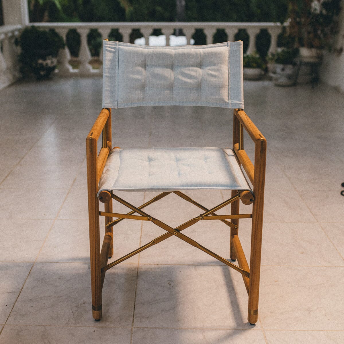 The WES Directors Chair in Sky Blue | Teakwood Gold Frame Wes Director Chair Kit Business & Pleasure Co.