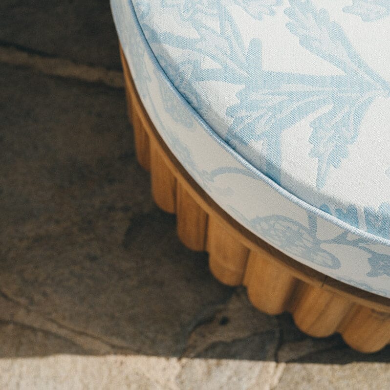 Daisy Accent Swivel Chair in Hanalei Bay Blue Jacquard | Teakwood Frame Daisy Accent Chair Kit Business & Pleasure Co.