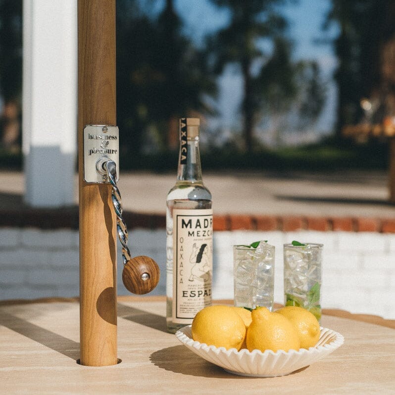 The Resort Market Umbrella - Straight White | Transfer Teak Frame Resort Market Bundle Business & Pleasure Co.