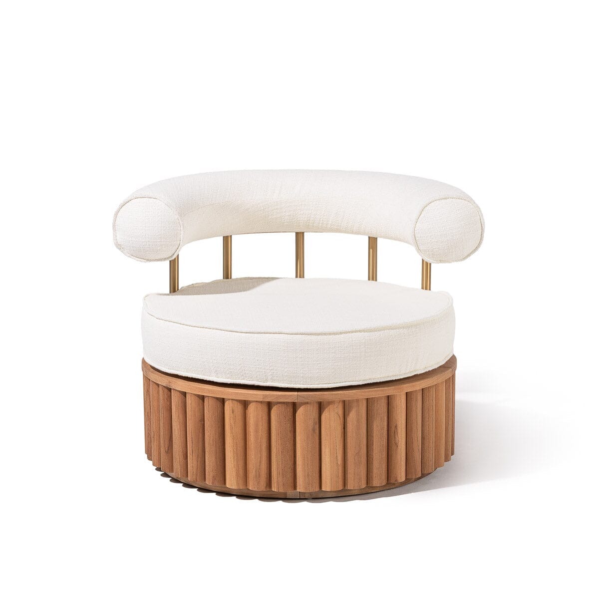 Product image of Daisy Accent Swivel Chair in Boucle Antique White | Teakwood Daisy Accent Chair Kit Business & Pleasure Co.