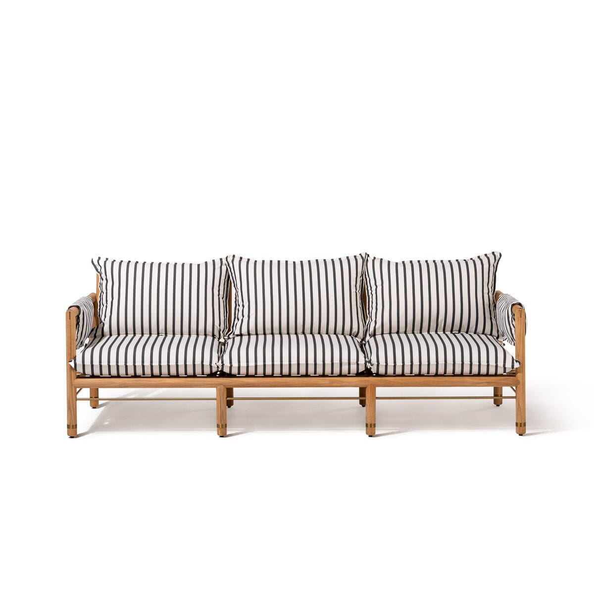 The WES Sofa in Monaco Black Stripes | Teakwood Gold Frame