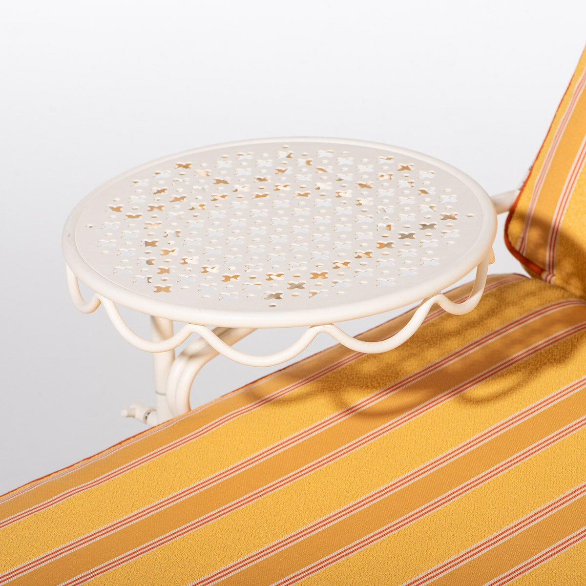 Al Fresco Sun Lounger Bistro Papaya Stripe | Antique White Frame Al Fresco Sun Lounger Kit Business & Pleasure Co.