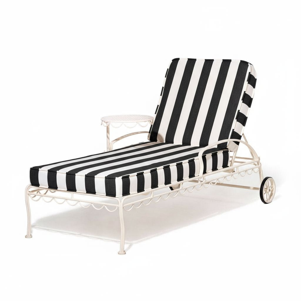 Product image of Al Fresco Sun Lounger in Crew Vintage Black Stripe | Antique White Frame Al Fresco Sun Lounger Kit Business & Pleasure Co.