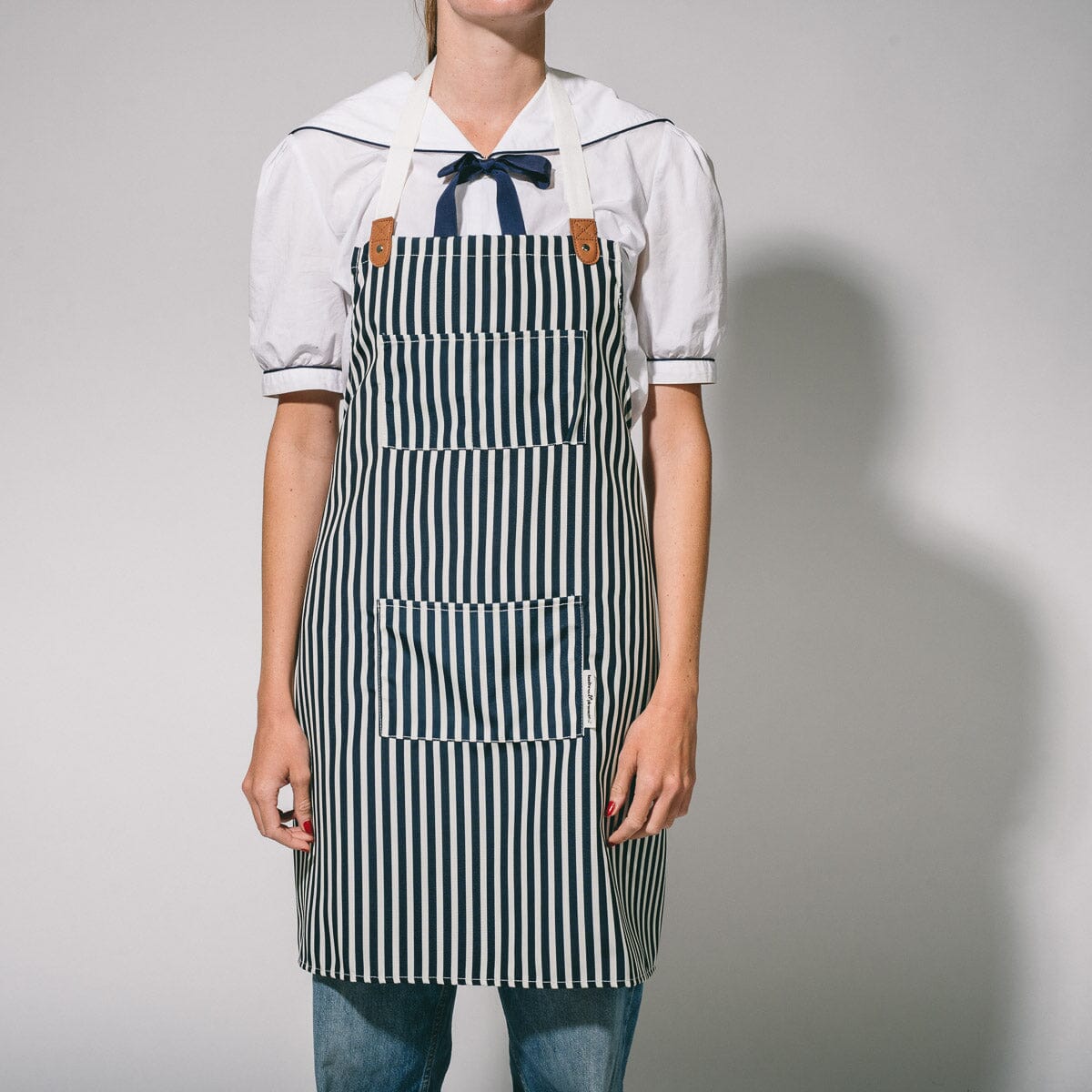 The Kitchen Apron - Lauren's Navy Stripe Apron Business & Pleasure Co.