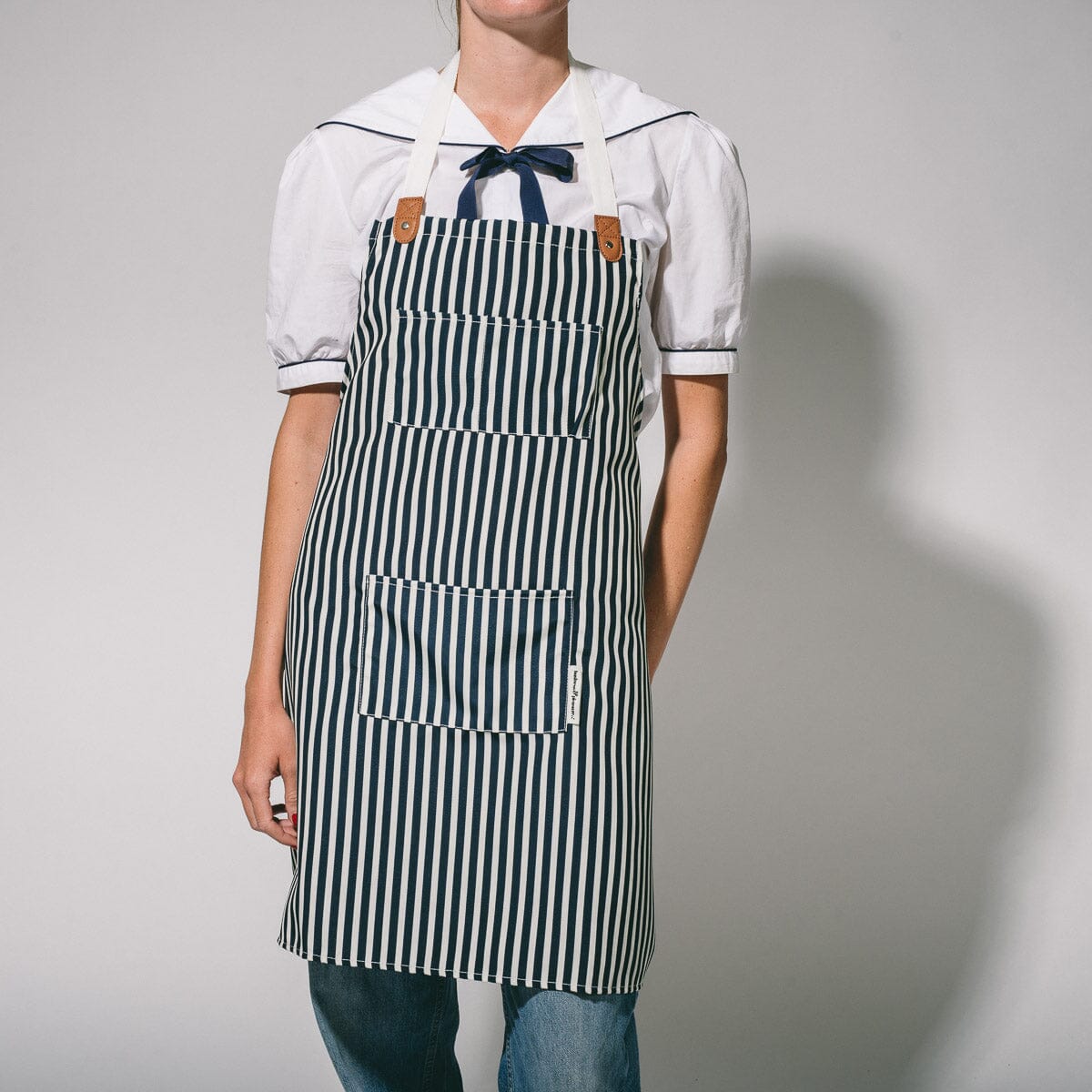 The Kitchen Apron - Lauren's Navy Stripe Apron Business & Pleasure Co.