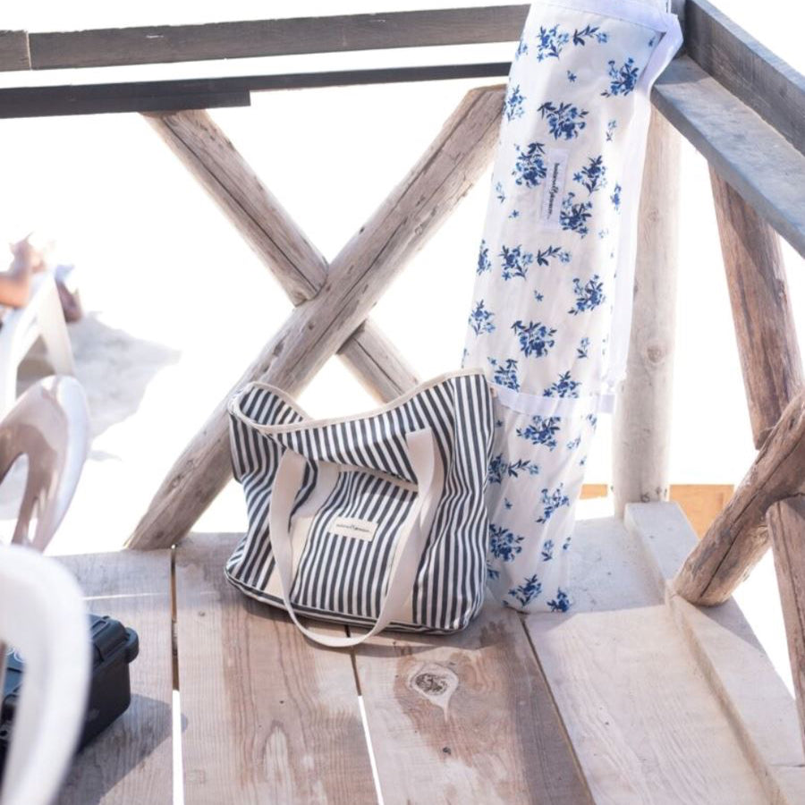 The Beach Bag - Lauren's Navy Stripe Beach Bag Business & Pleasure Co