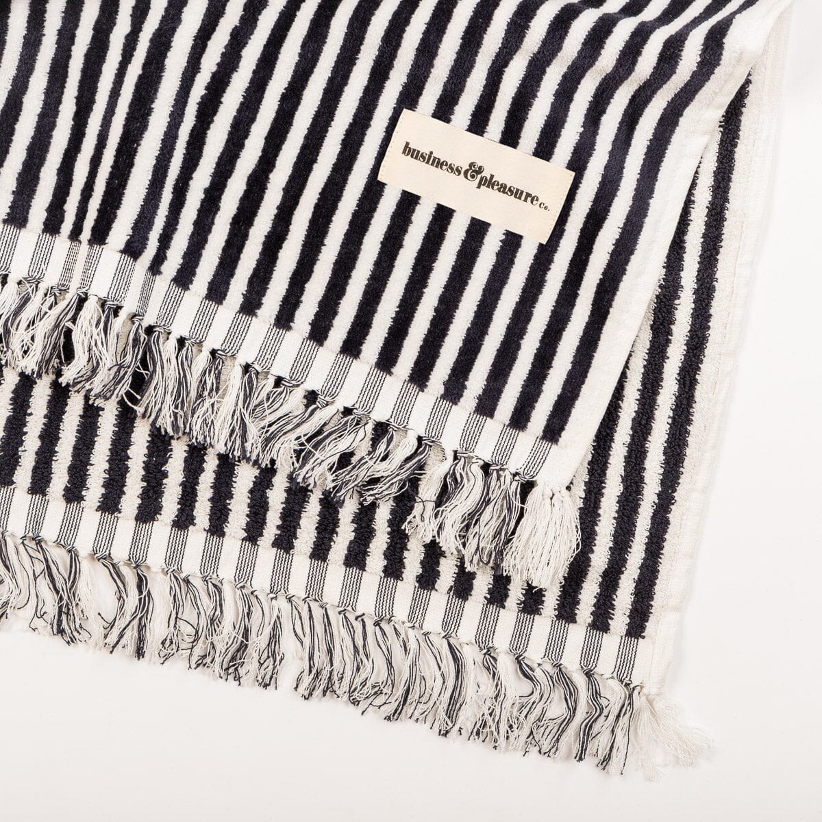 The Beach Blanket - Lauren's Navy Stripe Beach Blanket Business & Pleasure Co