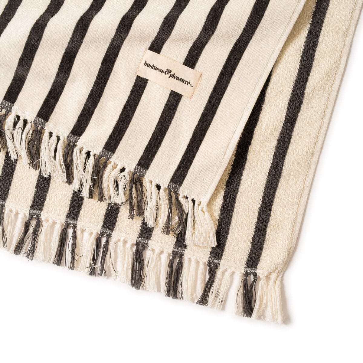 The Beach Blanket - Monaco Black Stripe Beach Blanket Business & Pleasure Co