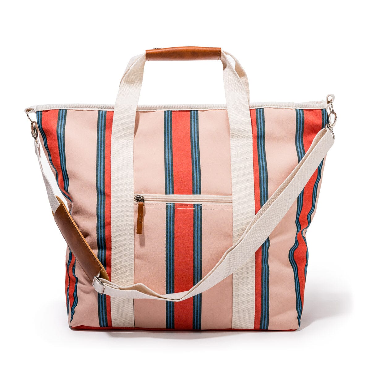 The Cooler Tote Bag - Bistro Dusty Pink Stripe Cooler Tote Business & Pleasure Co