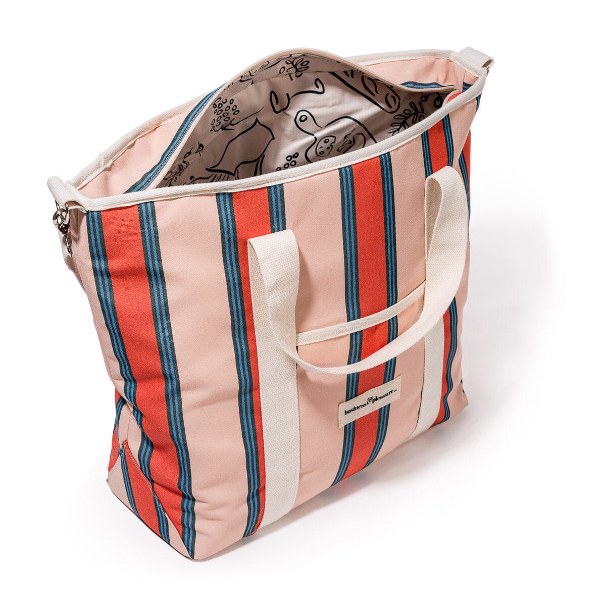 The Cooler Tote Bag - Bistro Dusty Pink Stripe Cooler Tote Business & Pleasure Co