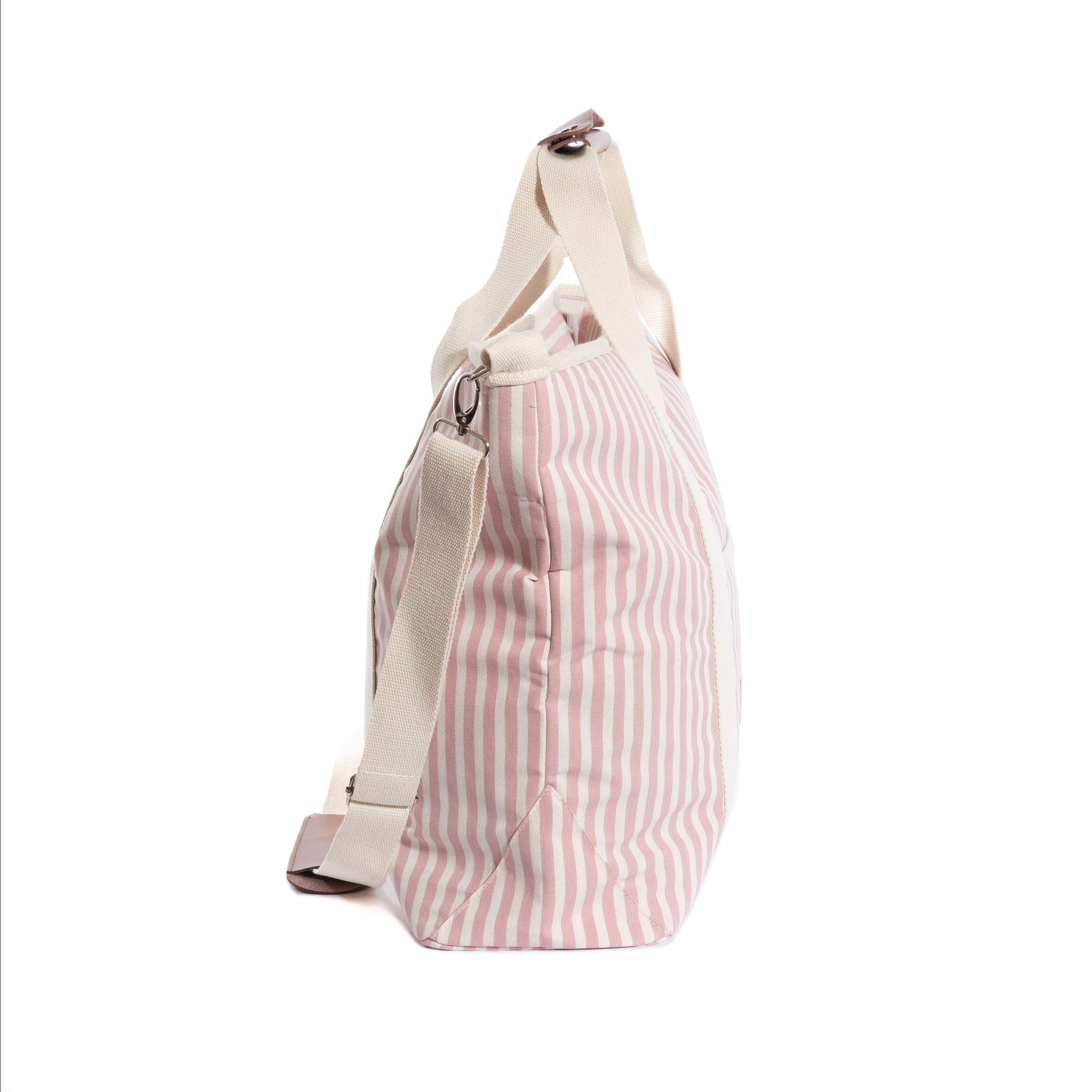 The Cooler Tote Bag - Lauren's Pink Stripe Cooler Tote Business & Pleasure Co
