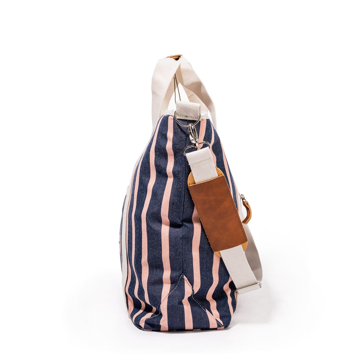 The Cooler Tote Bag - Monaco Navy And Pink Stripe Cooler Tote Business & Pleasure Co 