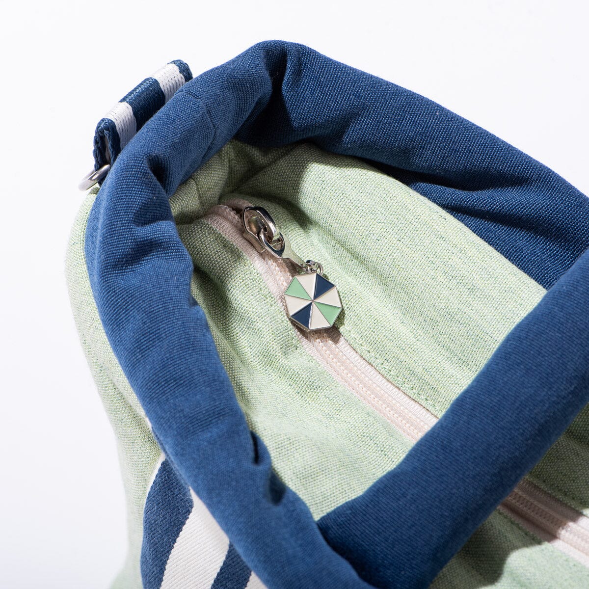 The Cloud Cooler Tote Bag x Julia Berolzheimer in Green Stripes B&P Co. x Julia Berolzheimer