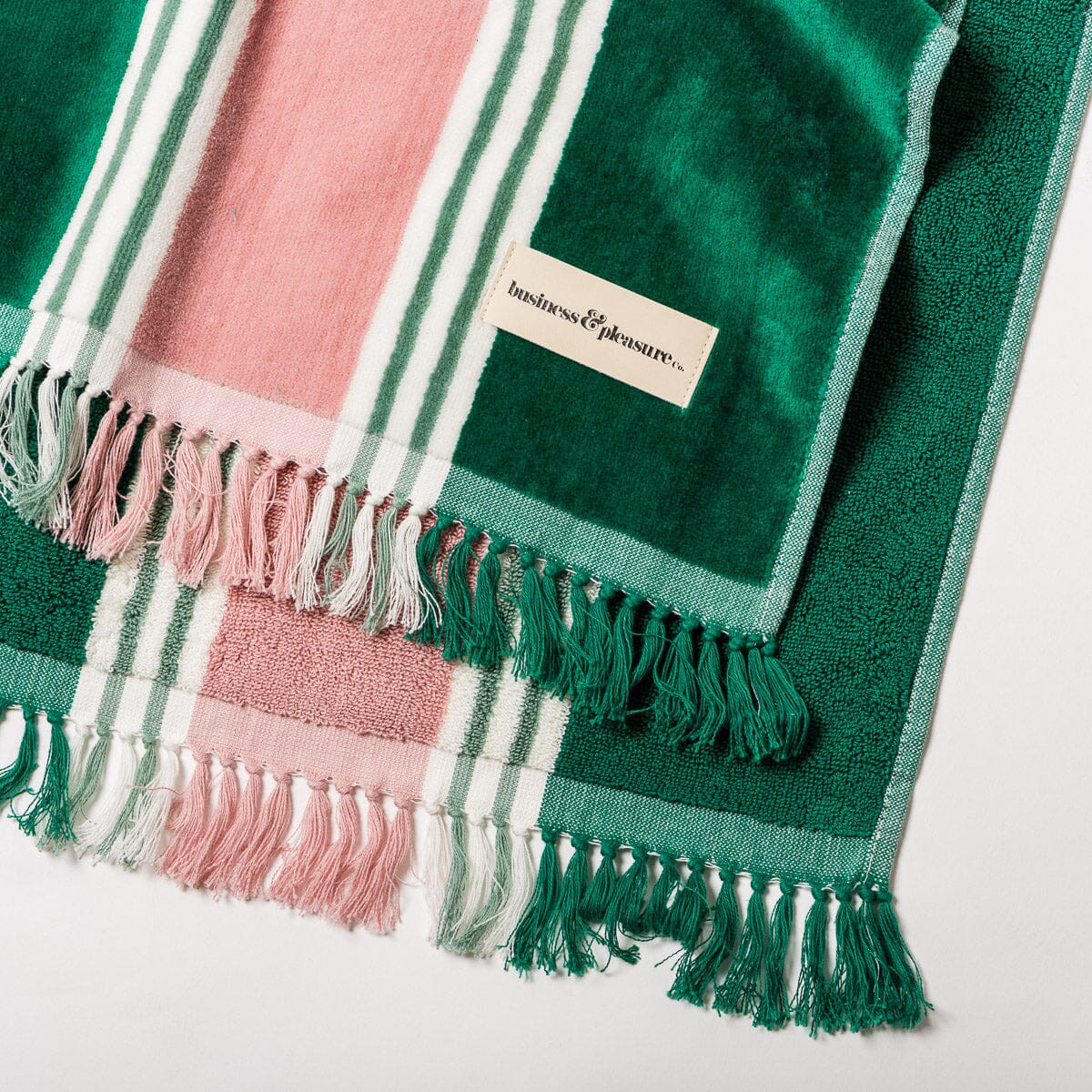 The Beach Towel - Bistro Green Stripe Beach Towel Business & Pleasure Co.