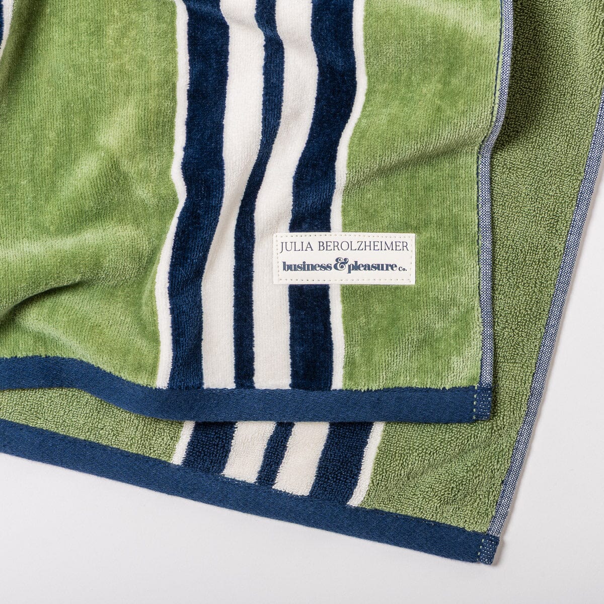 The Beach Towel x Julia Berolzheimer Green Stripes | Business & Pleasure Co.