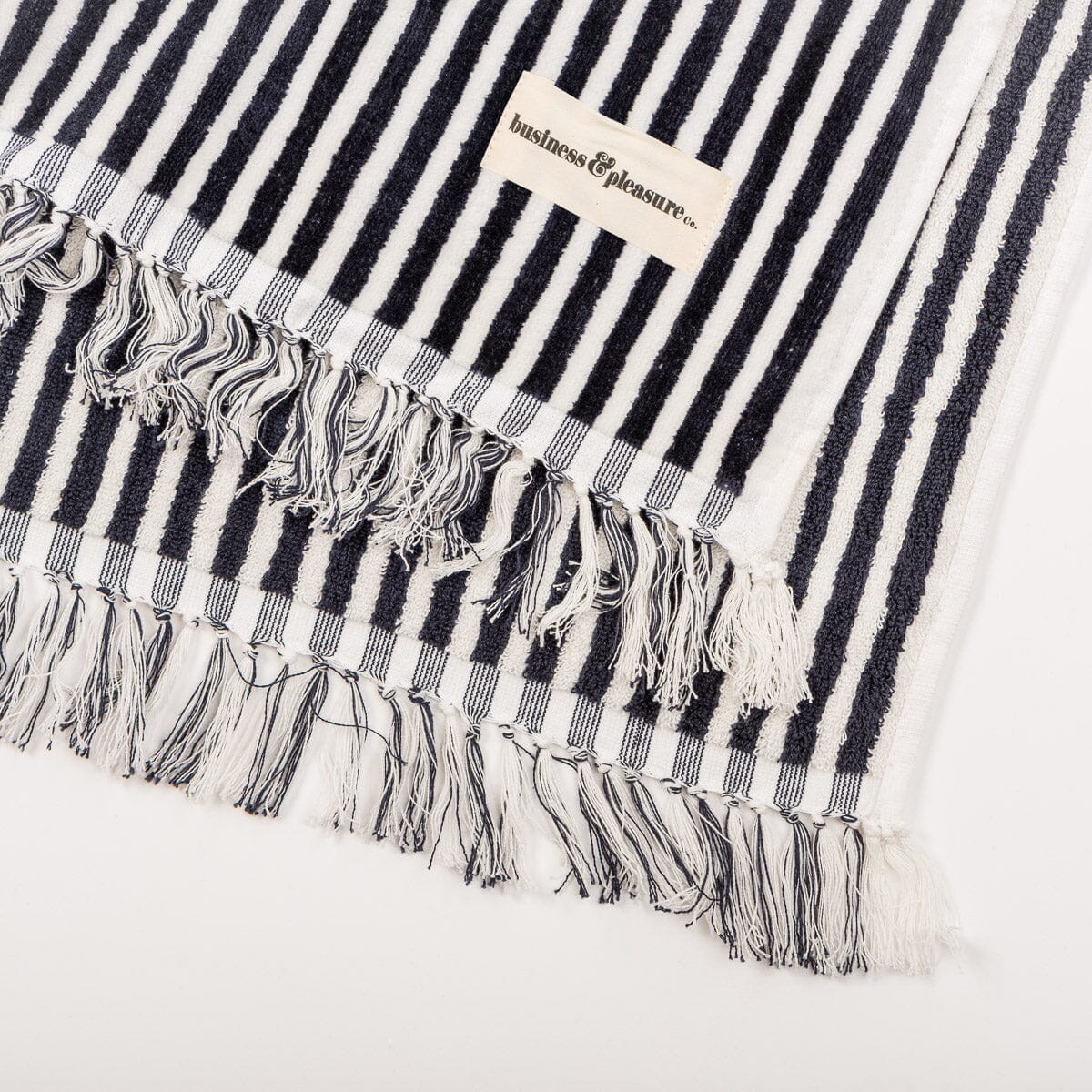 The Beach Towel - Lauren's Navy Stripe Beach Towel Business & Pleasure Co