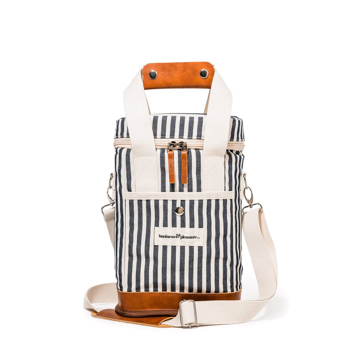 The Wine Cooler Tote Bag - Laurens Navy Stripe Wine Cooler Tote Bag Business & Pleasure Co