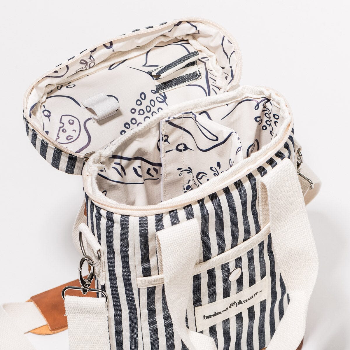 The Wine Cooler Tote Bag - Laurens Navy Stripe Wine Cooler Tote Bag Business & Pleasure Co