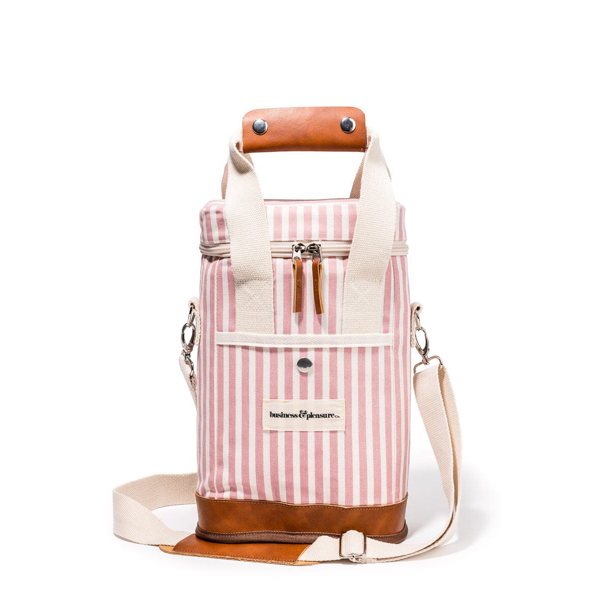 The Wine Cooler Tote Bag - Laurens Pink Stripe Wine Cooler Tote Bag Business & Pleasure Co