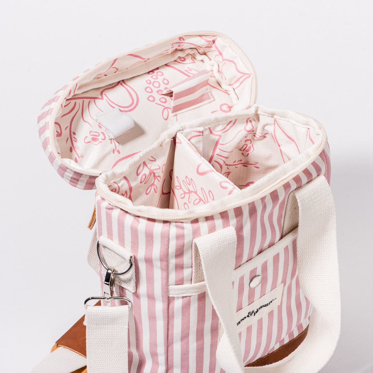 The Wine Cooler Tote Bag - Laurens Pink Stripe Wine Cooler Tote Bag Business & Pleasure Co