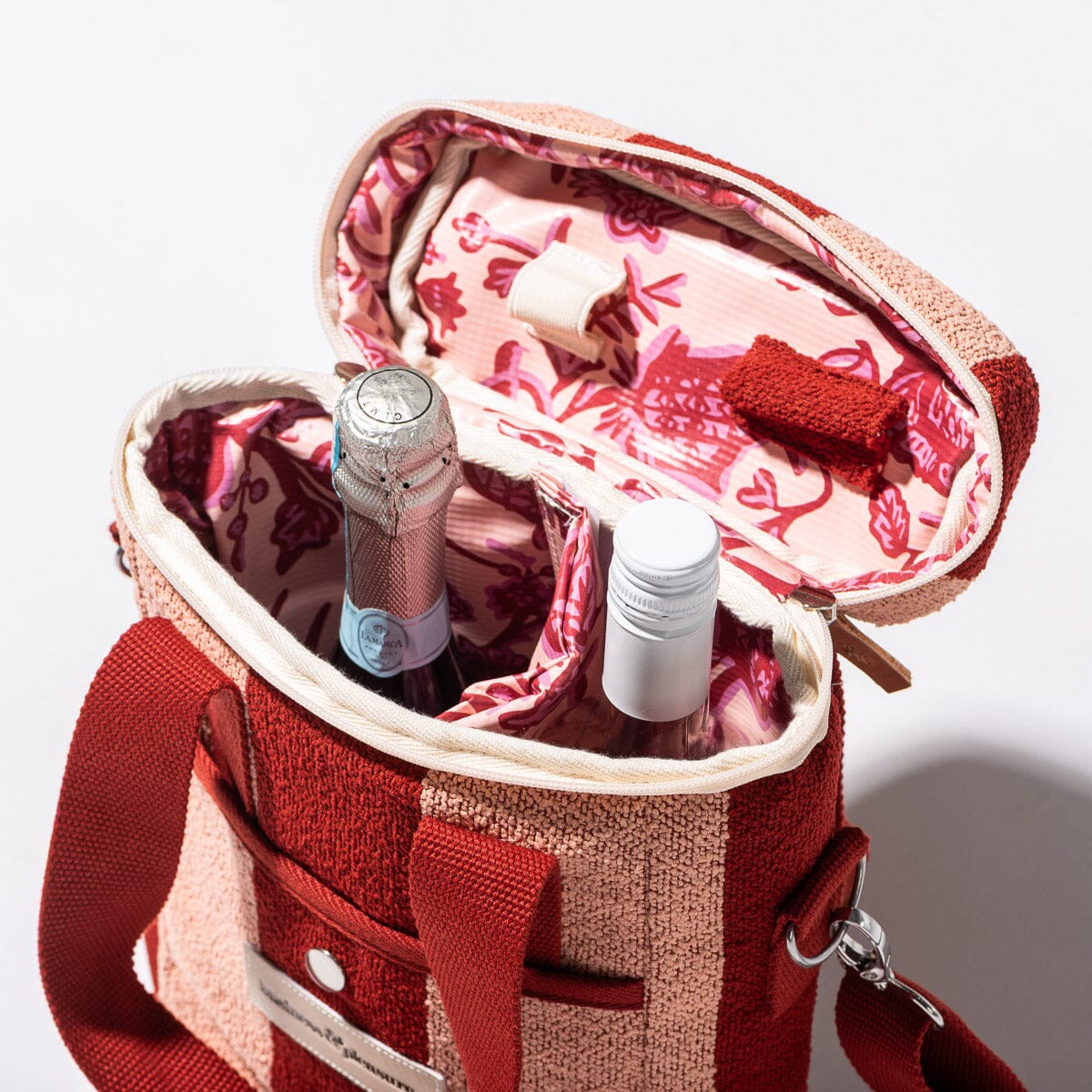 The Wine Cooler Tote Bag - Terry Terracotta Stripe Wine Cooler Tote Bag Business & Pleasure Co.