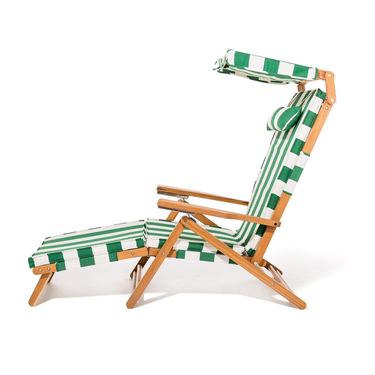 The Club Chair - Teak Natural - Crew Canyon Green Stripe Club Chair Business & Pleasure Co.