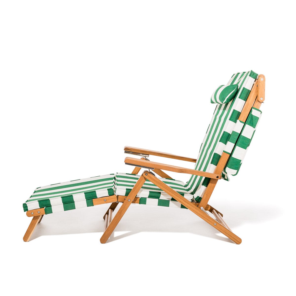 The Club Chair - Teak Natural - Crew Canyon Green Stripe Club Chair Business & Pleasure Co.