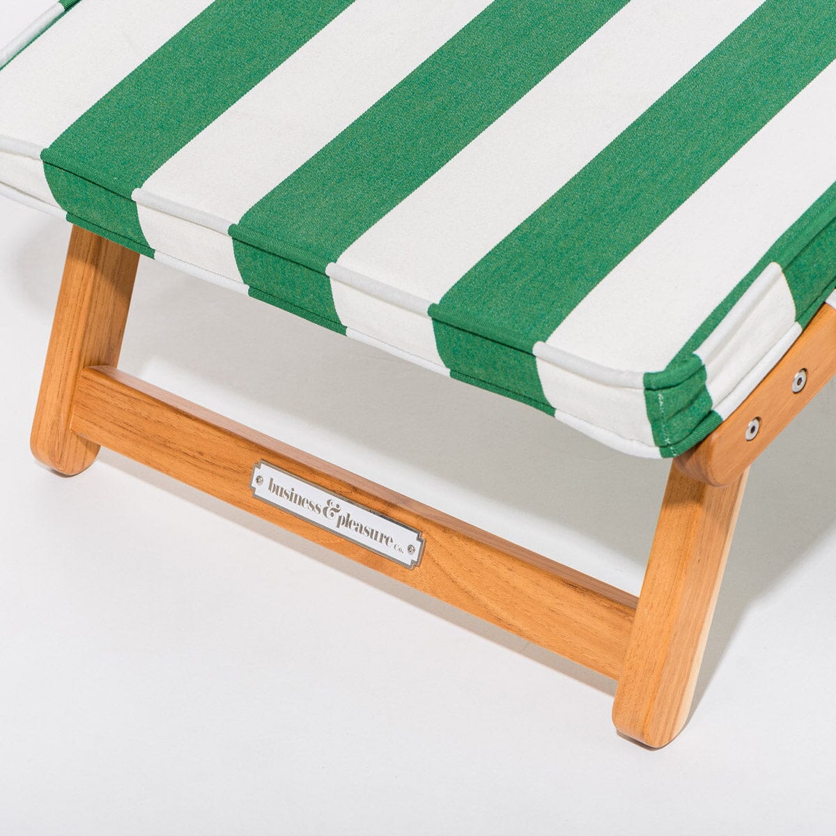 The Club Chair - Teak Natural - Crew Canyon Green Stripe Club Chair Business & Pleasure Co.