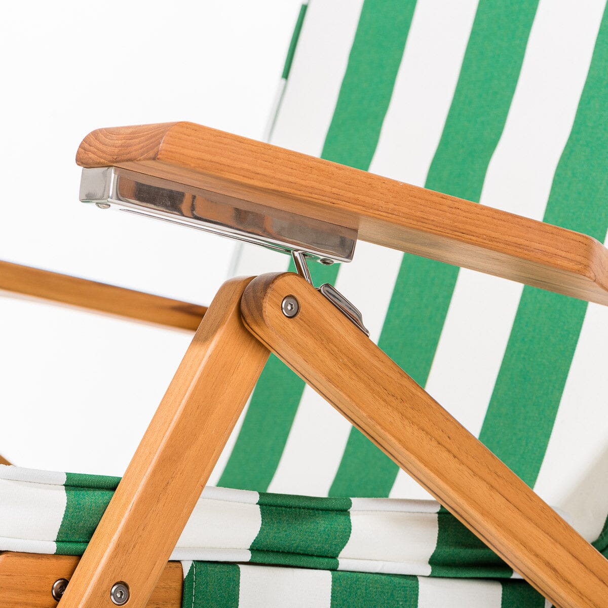 The Club Chair - Teak Natural - Crew Canyon Green Stripe Club Chair Business & Pleasure Co.