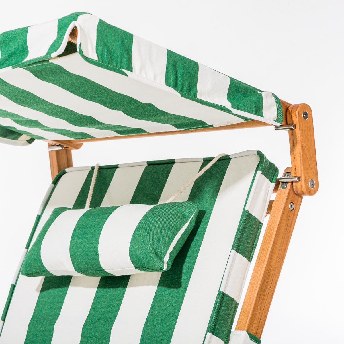 The Club Chair - Teak Natural - Crew Canyon Green Stripe Club Chair Business & Pleasure Co.