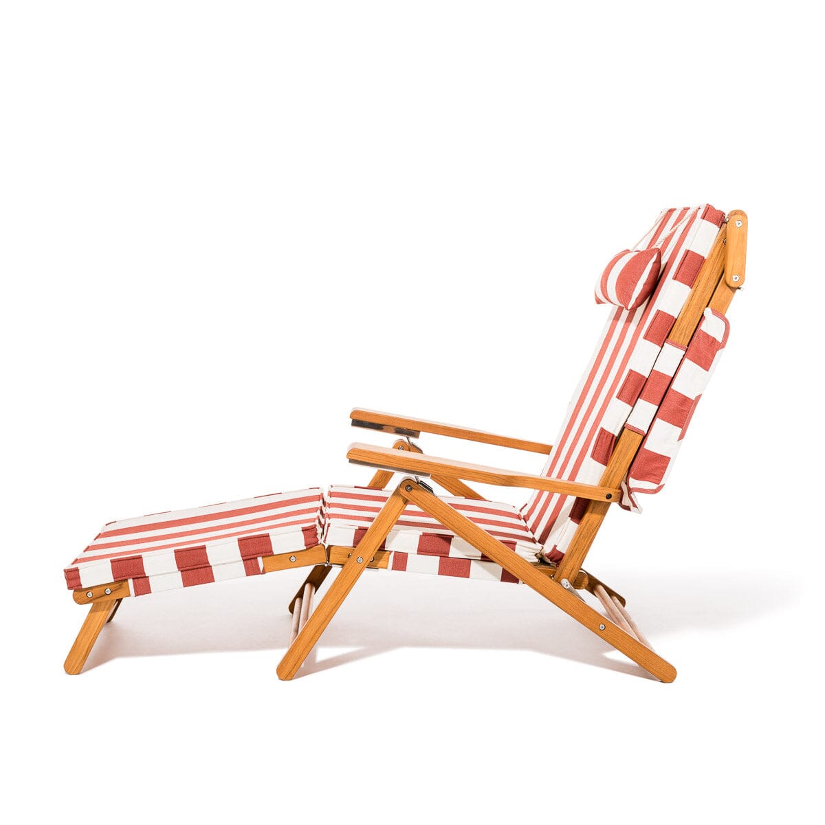 The Club Chair - Teak Natural - Crew Le Sirenuse Stripe Club Chair Business & Pleasure Co.