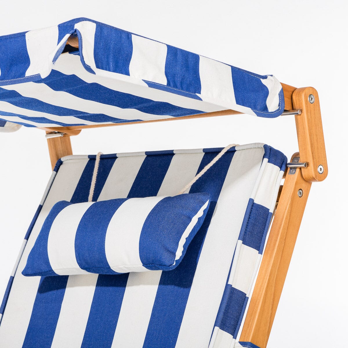 The Club Chair - Teak Natural - Crew Mediterranean Blue Stripe Club Chair Business & Pleasure Co.