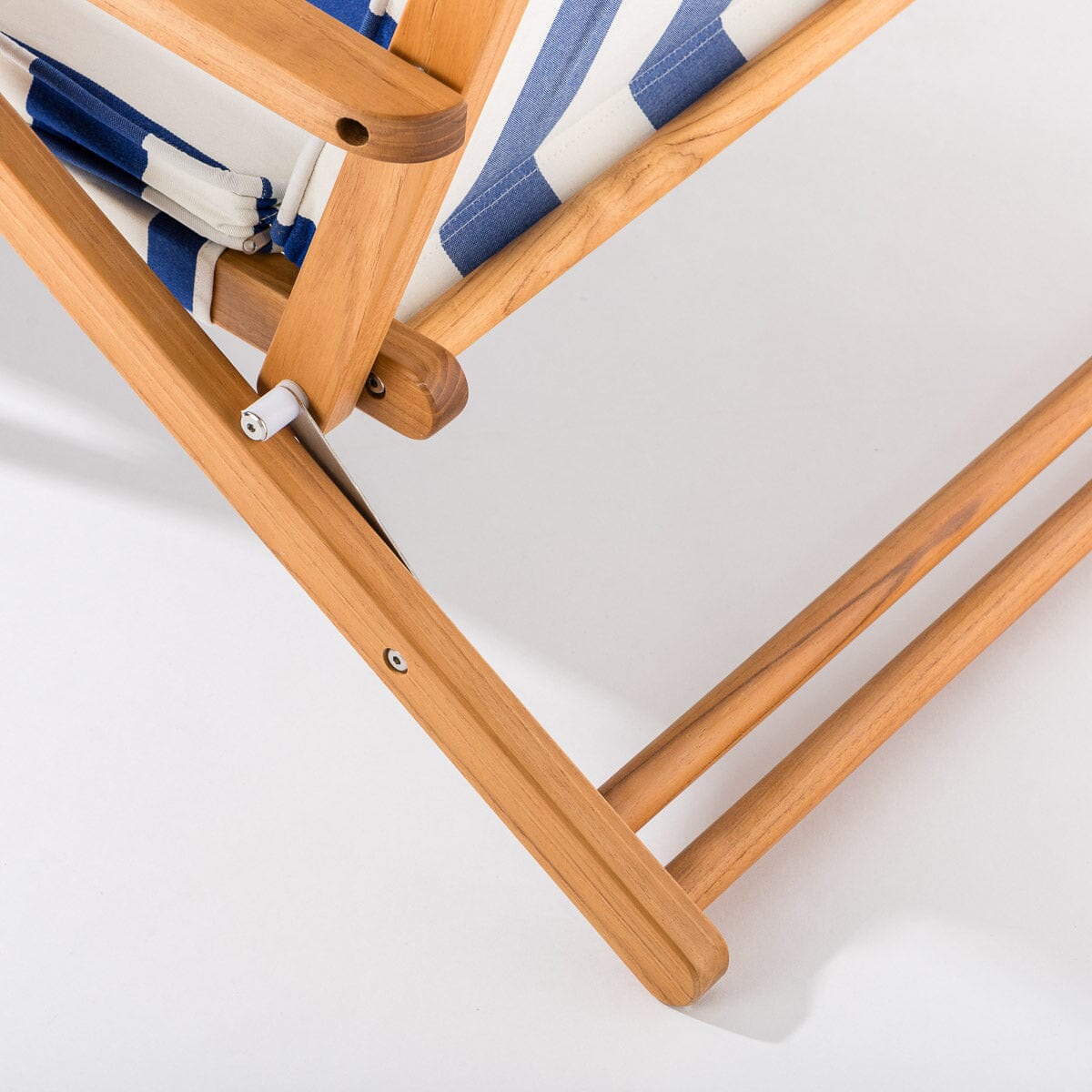 The Club Chair - Teak Natural - Crew Mediterranean Blue Stripe Club Chair Business & Pleasure Co.
