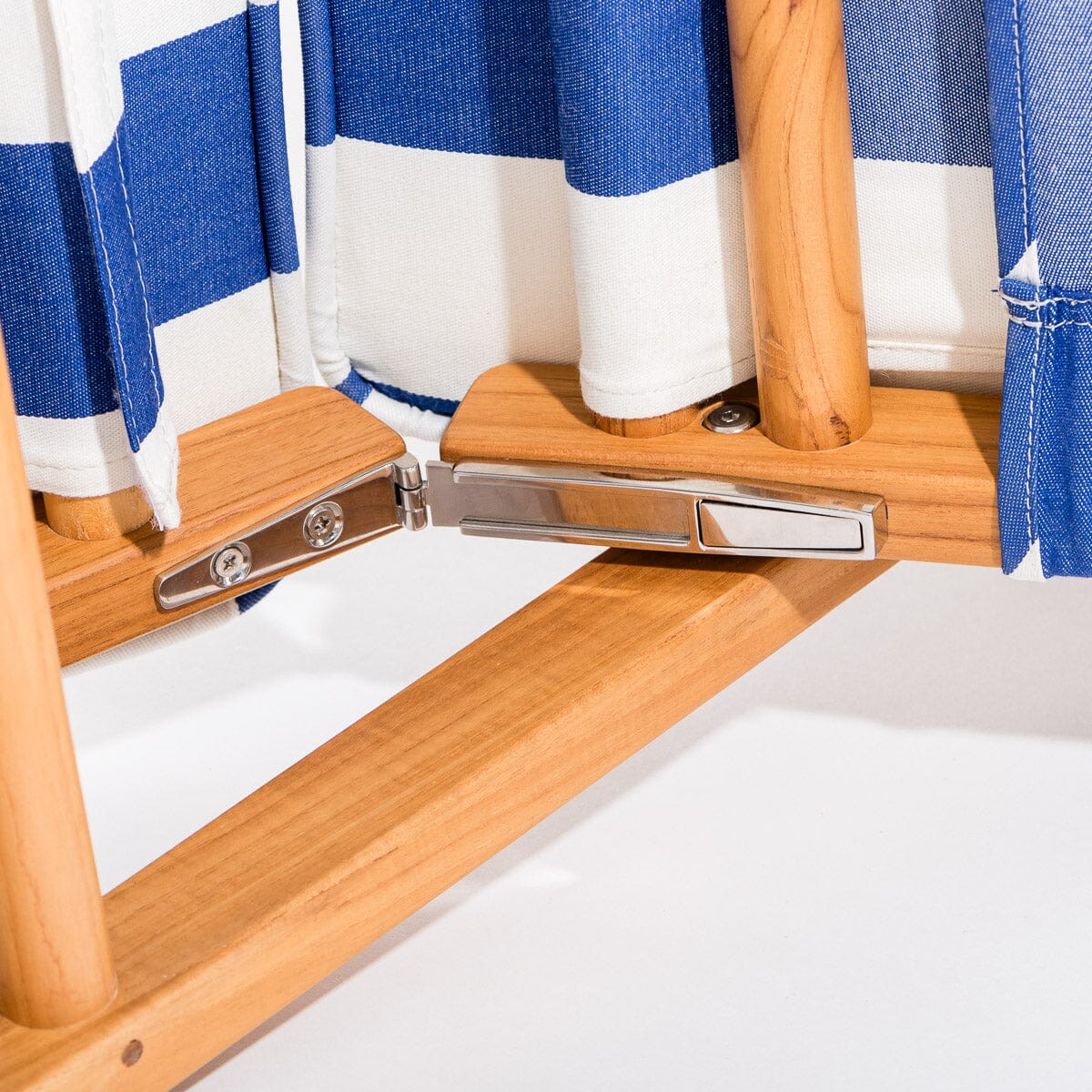 The Club Chair - Teak Natural - Crew Mediterranean Blue Stripe Club Chair Business & Pleasure Co.