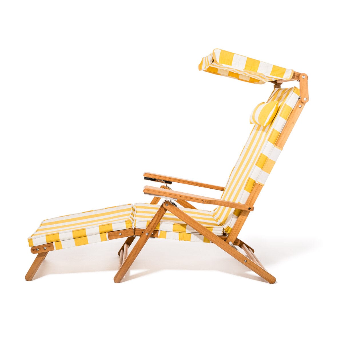 The Club Chair - Teak Natural - Crew Mimosa Yellow Stripe Club Chair Business & Pleasure Co.
