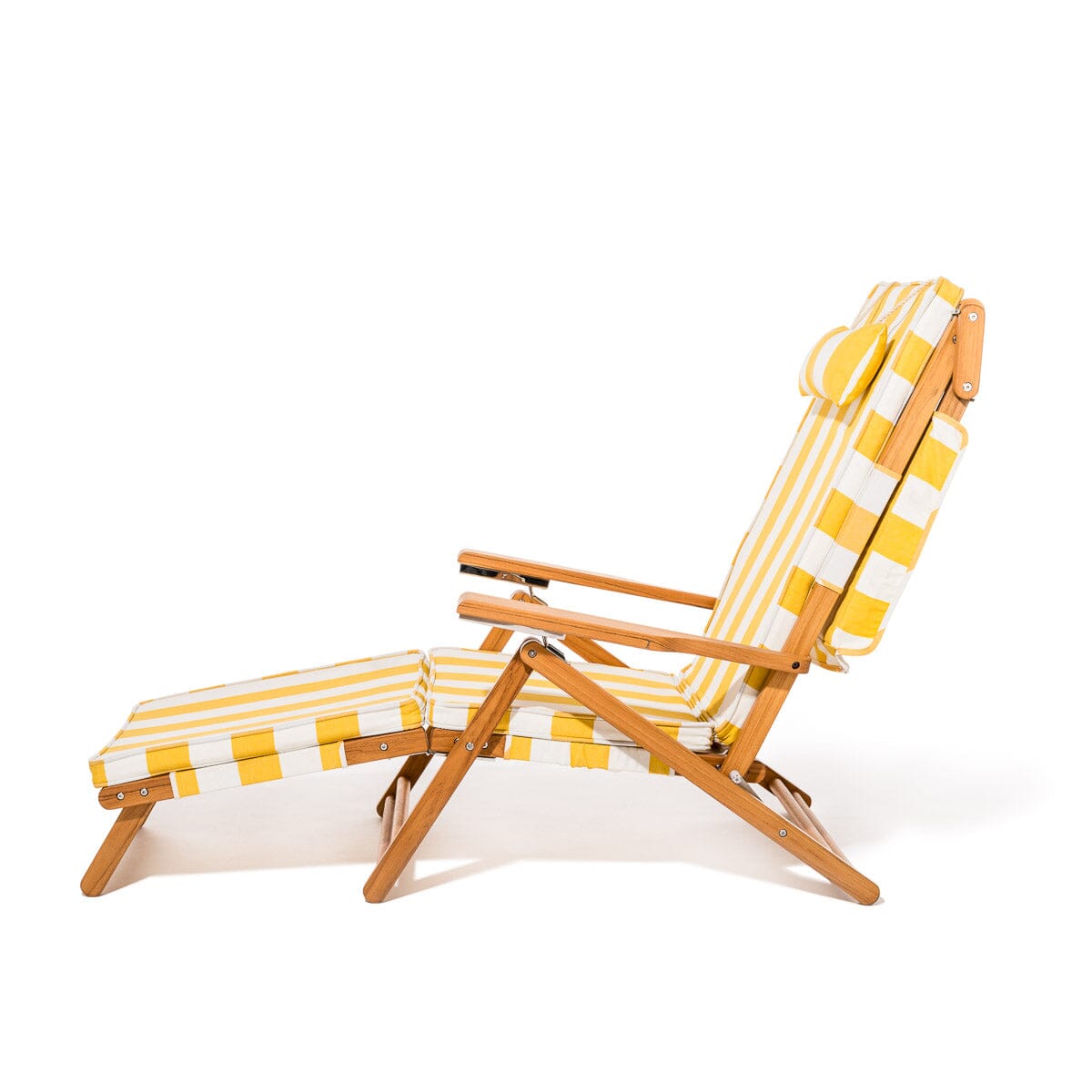 The Club Chair - Teak Natural - Crew Mimosa Yellow Stripe Club Chair Business & Pleasure Co.