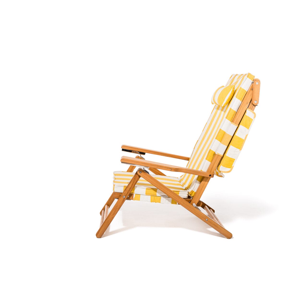 The Club Chair - Teak Natural - Crew Mimosa Yellow Stripe Club Chair Business & Pleasure Co.