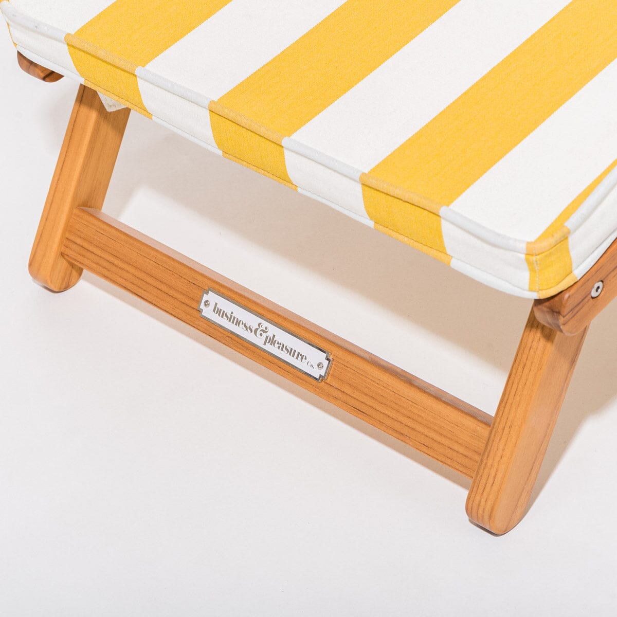 The Club Chair - Teak Natural - Crew Mimosa Yellow Stripe Club Chair Business & Pleasure Co.