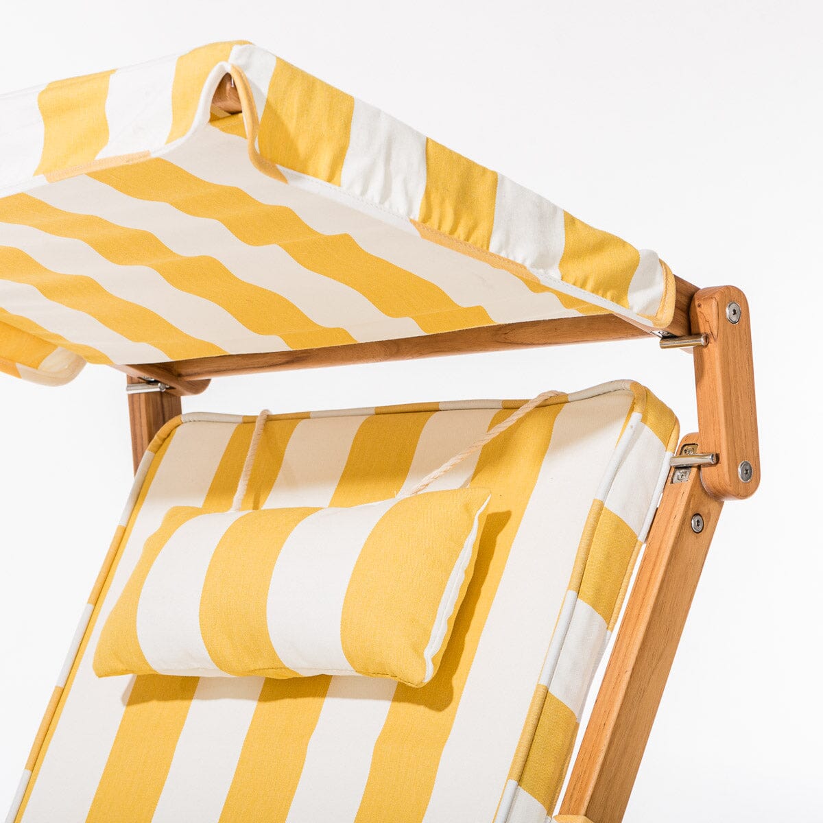 The Club Chair - Teak Natural - Crew Mimosa Yellow Stripe Club Chair Business & Pleasure Co.
