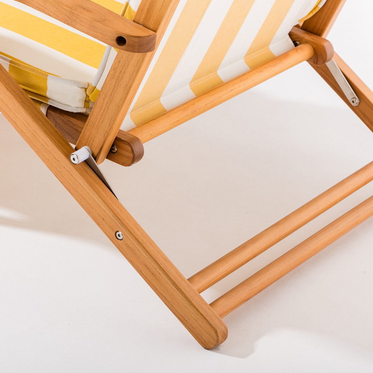 The Club Chair - Teak Natural - Crew Mimosa Yellow Stripe Club Chair Business & Pleasure Co.