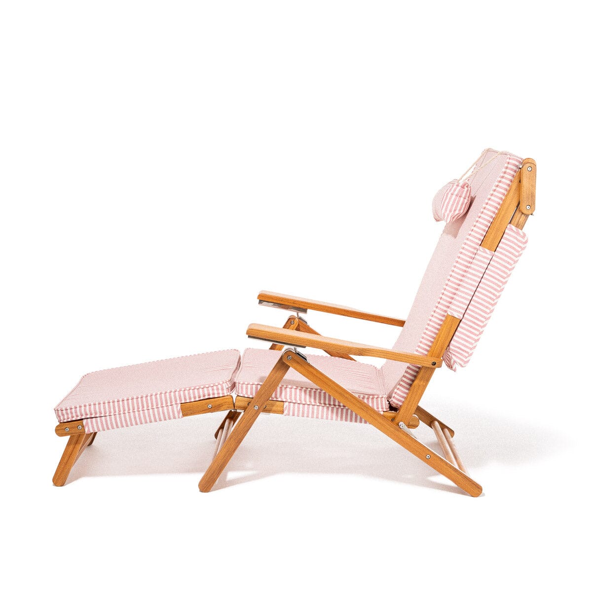 The Club Chair - Teak Natural - Lauren's Pink Stripe